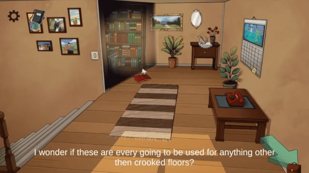 Screenshot from the game Prey and Promise, shows a room with a book lying on the floor.